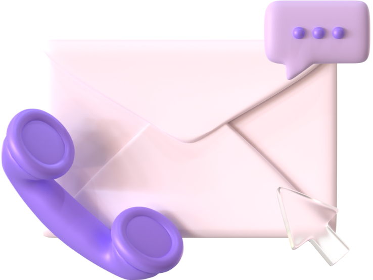 Envelope, phone and chat bubble illustration